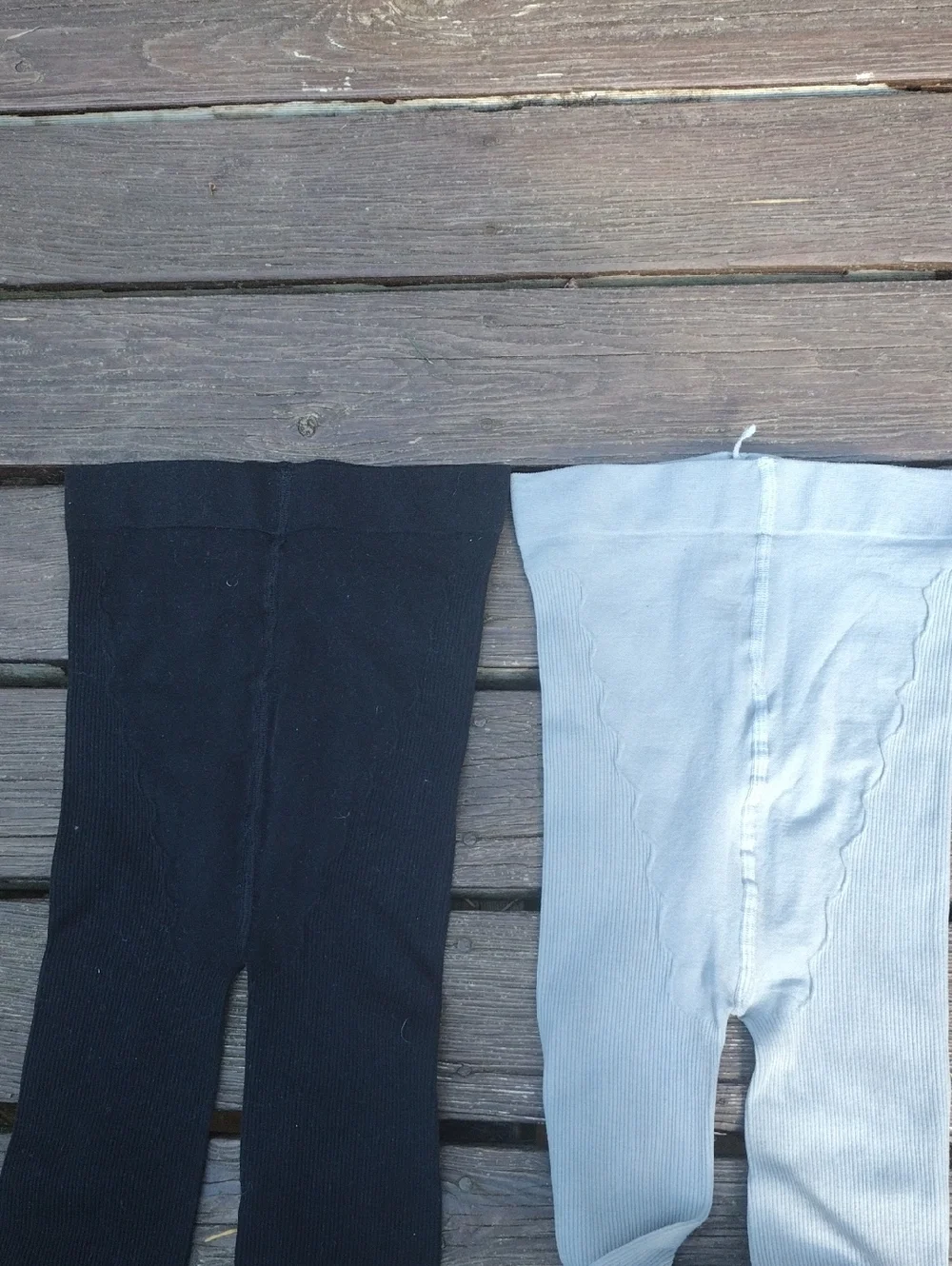 Size5T,Ruffled Cuff ,Tights W/Open Ankle in Black and Light Gray